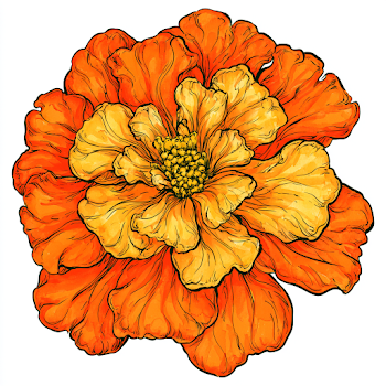 Vivid Marigold Flower Illustration