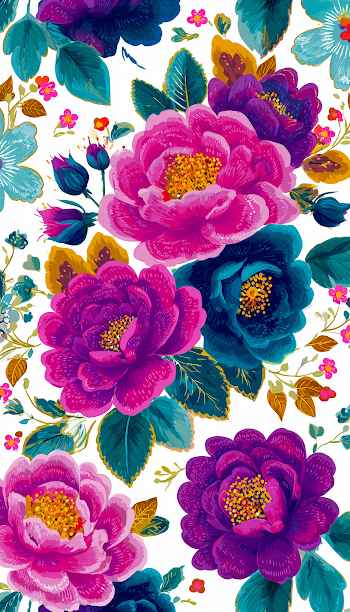 Vivid Mexican Roses Floral Pattern