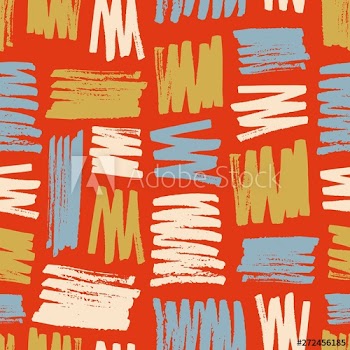 Vivid seamless pattern with colorful paint smears or marks on red background