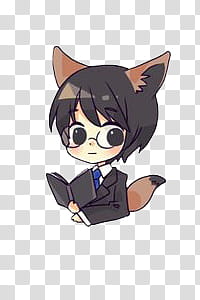 Vocaloid Anime Chibi, female anime character reading book illustration transparent background PNG clipart