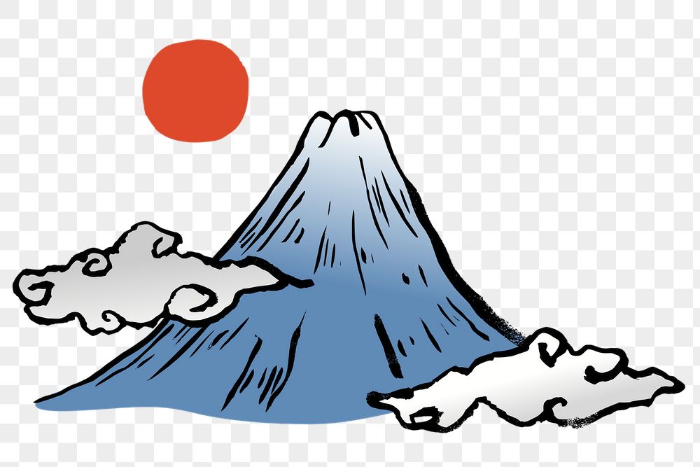 Volcanic mountain png sticker, Japanese | Free PNG - rawpixel