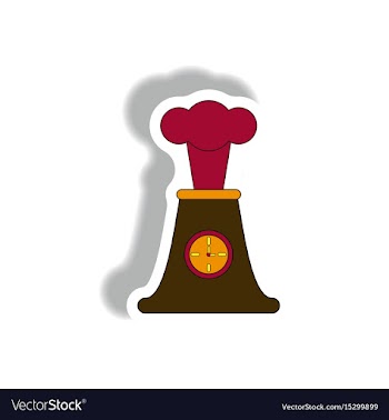 Volcano and timer volcano explosion and clock vector image