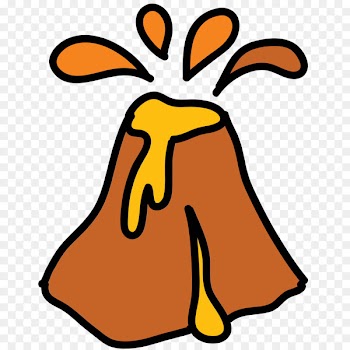 Volcano, Cartoon, Drawing, Orange PNG