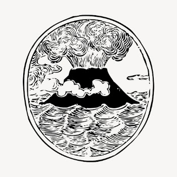 Volcano eruption hand drawn clipart, | Free Vector - rawpixel