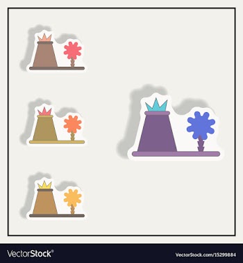 Volcano eruption sticker volcano and tree set vector image