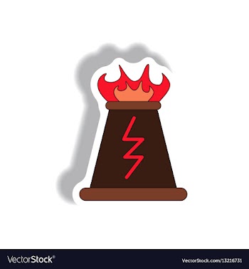 Volcano explosion and fissure sticker vector image