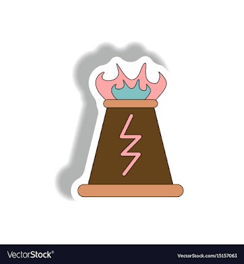 Volcano explosion and fissure sticker vector image