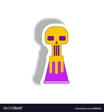Volcano explosion and skull vector image