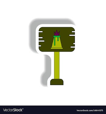 Volcano explosion sticker sign vector image