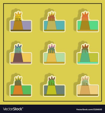 Volcano explosion structure sticker collection vector image