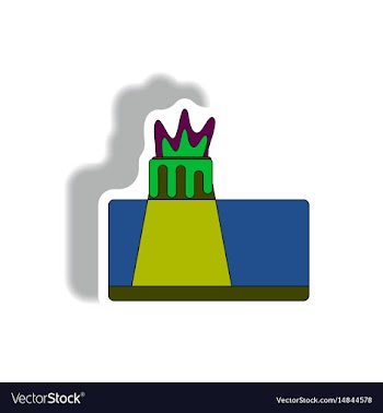 Volcano explosion structure sticker vector image