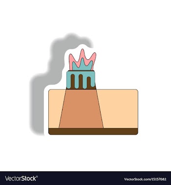 Volcano explosion structure sticker vector image