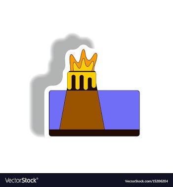Volcano explosion structure sticker vector image