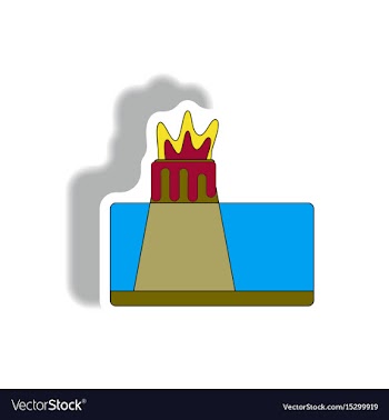 Volcano explosion structure sticker vector image