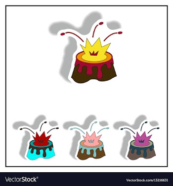 Volcano mountain top exploding volcano sticker vector image