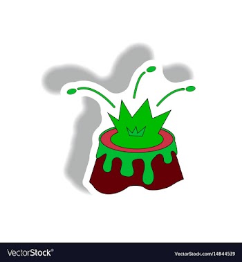 Volcano mountain top exploding volcano sticker vector image