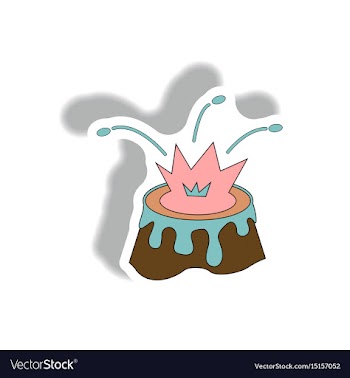 Volcano mountain top exploding volcano sticker vector image
