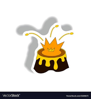 Volcano mountain top exploding volcano sticker vector image
