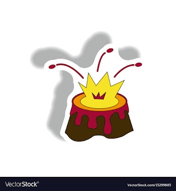 Volcano mountain top exploding volcano sticker vector image
