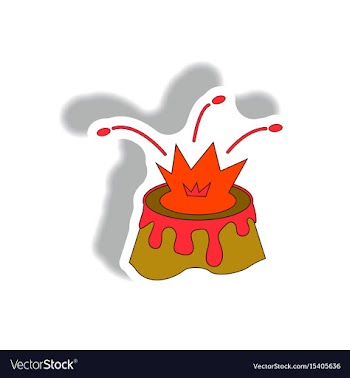 Volcano mountain top exploding volcano sticker vector image