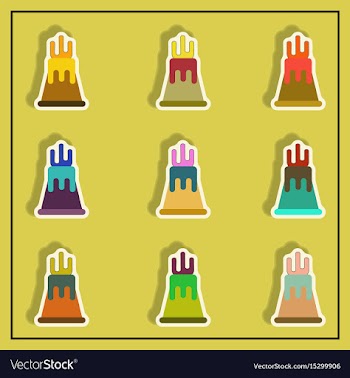 Volcano sticker collection volcano eruption and vector image