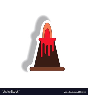 Volcano sticker volcano eruption and lava vector image