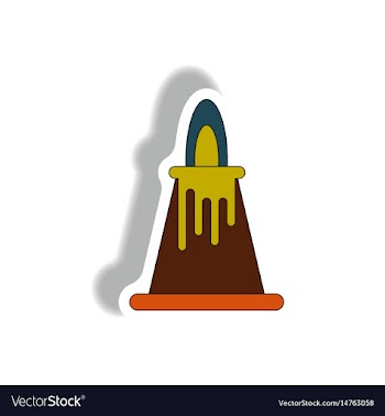 Volcano sticker volcano eruption and lava vector image