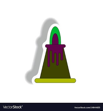 Volcano sticker volcano eruption and lava vector image