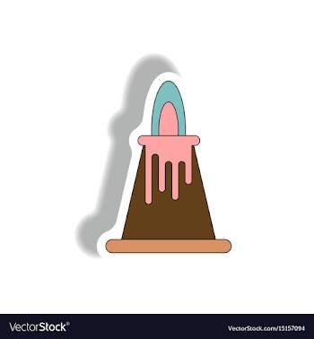 Volcano sticker volcano eruption and lava vector image