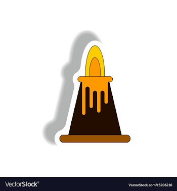 Volcano sticker volcano eruption and lava vector image