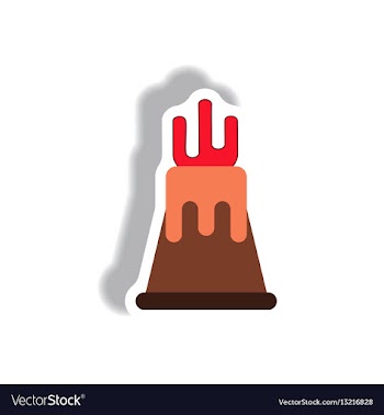 Volcano sticker volcano eruption and magma vector image