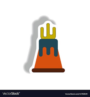 Volcano sticker volcano eruption and magma vector image
