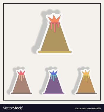 Volcano stickers set vector image