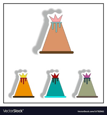 Volcano stickers set volcano icons collection vector image