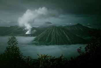 Volcanoes Under Grey Sky