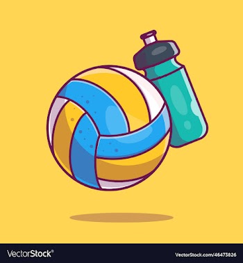 volley ball with bottle cartoon