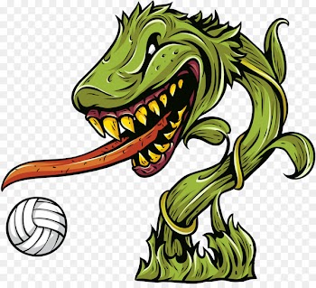 Volleyball Cartoon Illustration - Monster and volleyball 
