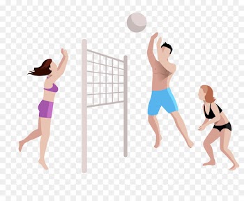 Volleyball Games Vector 2 - Vector flat cartoon creative play beach ball Couple 