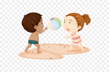 Volleyball Royalty-free Illustration - Children on the beach 
