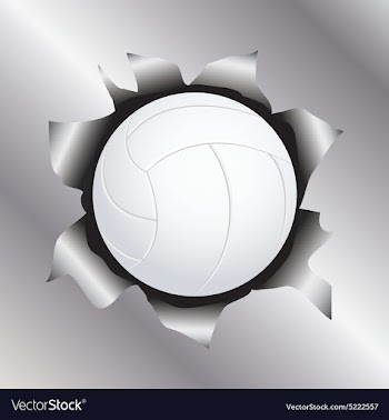Volleyball thru metal sheet vector image