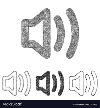 Volume icon set - sketch line art vector image