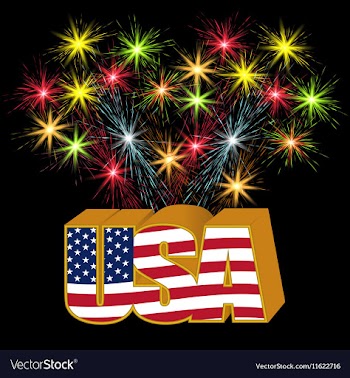 Volumetric 3D US stylized inscription under the vector image