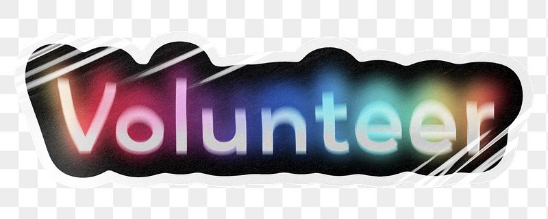 Volunteer png word sticker, neon | Free PNG - rawpixel