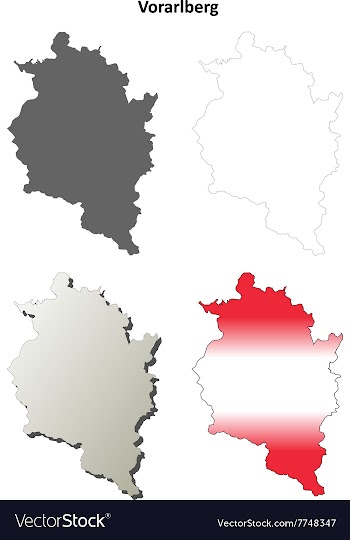 Vorarlberg blank detailed outline map set vector image