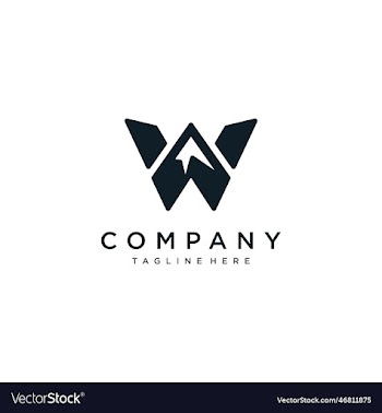 w initial mountain logo design symbol
