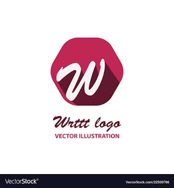 W letter color logo with dot and shadow vector image