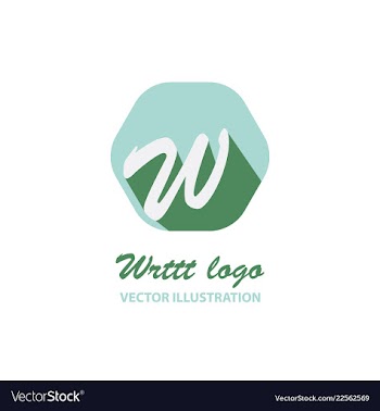 W letter color logo with dot and shadow vector image