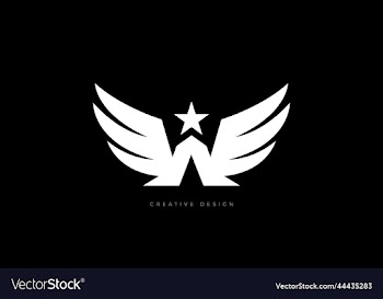 w wing star letter branding design concept