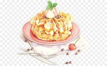 Waffle Pancake Crxeape Food Watercolor painting - cake 
