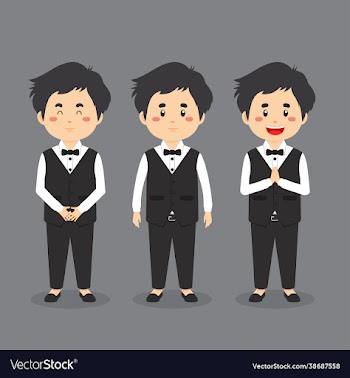 waiter character with various expression